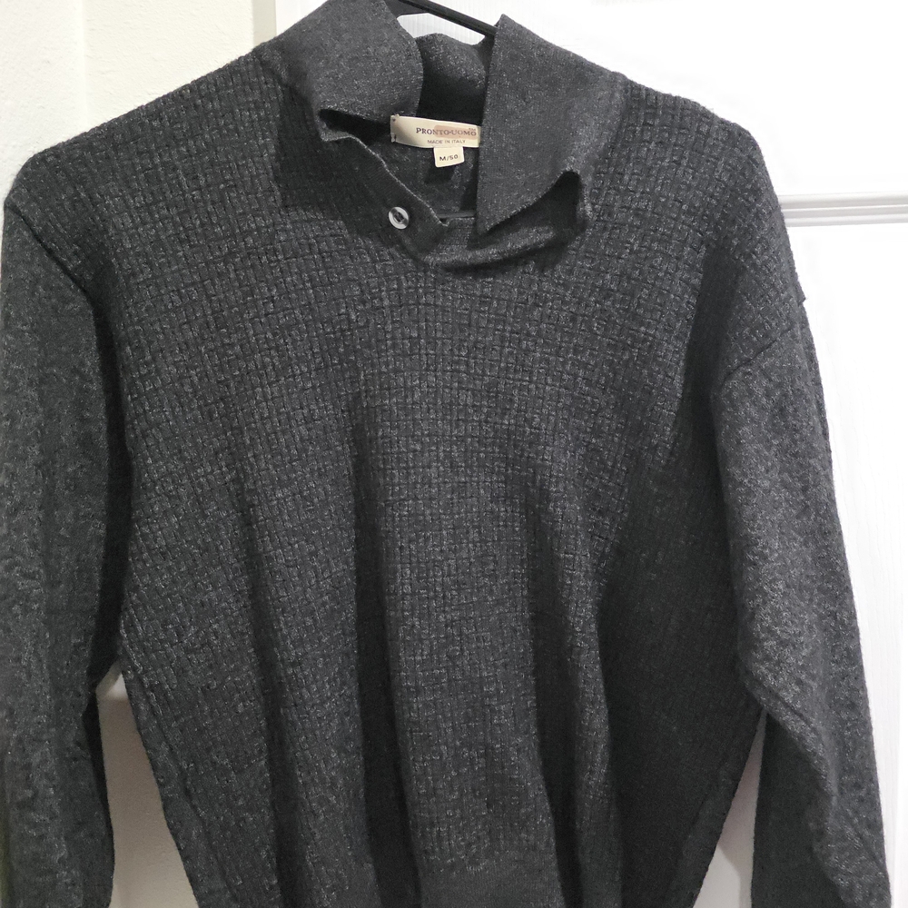 Pronto Uomo Made in Italy Charcoal Wool Blend Textured Sweater Size M/50
